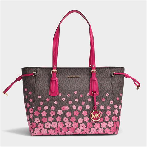 michael kors bag brown and pink|Michael Kors brown leather bag.